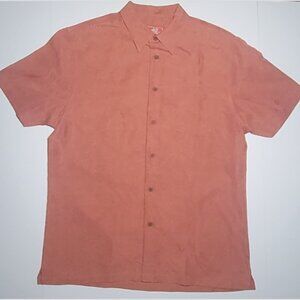 Woodys Retro Lounge Mens Copper Colored Button Up Short Sleeve Shirt Size Large